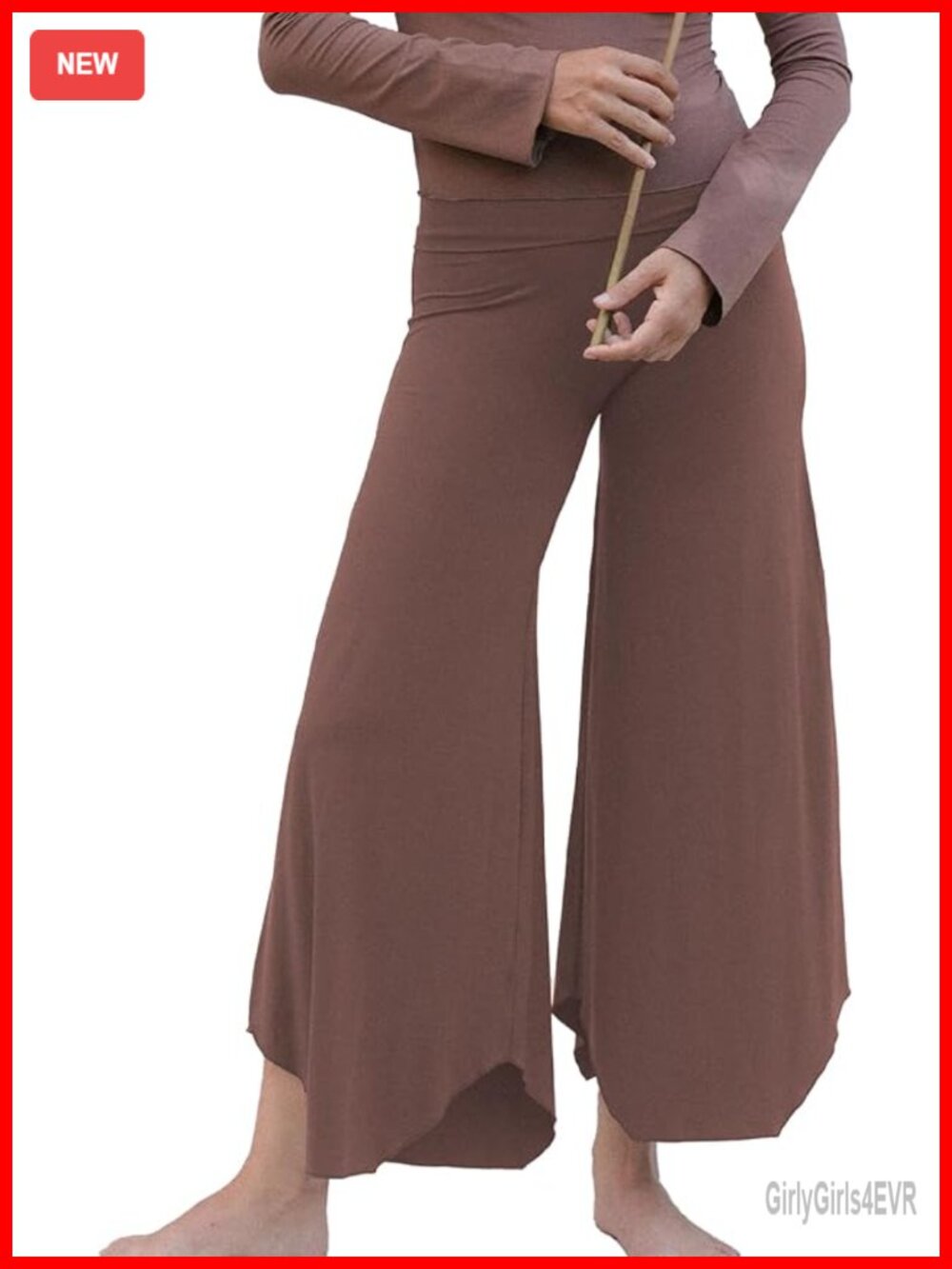 Fold Over Capri Yoga Pants Flare Leggings High Waisted Casual Active Trousers